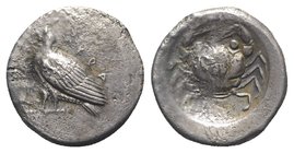 Sicily, Akragas, c. 495-480/78 BC. AR Didrachm (18.5mm, 7.52g, 6h). Sea eagle standing l. R/ Crab within shallow incuse circle. Westermark, Coinage, G...