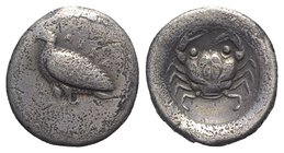 Sicily, Akragas, c. 495-480/78 BC. AR Didrachm (20mm, 8.32g, 6h). Sea eagle standing l. R/ Crab within shallow incuse circle. Westermark, Coinage, Gro...