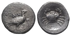 Sicily, Akragas, c. 480/478-470 BC. AR Didrachm (21mm, 8.03g, 9h). Sea eagle standing r. R/ Crab. Westermark, Coinage, Group IV, 271; HGC 2, 99. Good ...