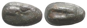 Sicily, Akragas, c. 450-440 BC. Æ Cast Onkia (17mm, 3.99g, 6h). Eagle's head l. R/ Crab claw l. CNS I, 8; SNG ANS 1020; HGC 2, 130. Near VF