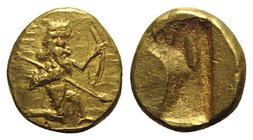 Achaemenid Kings of Persia, c. 485-470 BC. AV Daric (14mm, 8.32g). Persian king r., in kneeling-running stance, holding spear and bow. R/ Incuse punch...