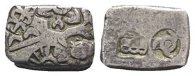 India, Pre-Mauryan (Ganges Valley). Magadha kingdom, c. 430-320s BC. AR Karshapana (14mm, 3.12g). Square punch-marked. VF