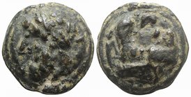 Anonymous, Rome, c. 225-217 BC. Cast Æ Semis (37mm, 58.50g, 12h). Laureate head of Saturn l. R/ Prow l. Vecchi, ICC 94; Crawford 38/2; RBW 95. Green p...