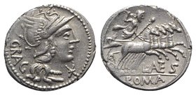 L. Antestius Gragulus, Rome, 136 BC. AR Denarius (19mm, 3.88g, 6h). Helmeted head of Roma r. R/ Jupiter driving quadriga r., holding reins and sceptre...