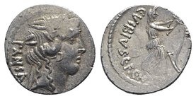 Roman Imperatorial, C. Vibius C.f. C.n. Pansa Caetronianus, Rome, 48 BC. AR Denarius (17mm, 3.84g, 6h). Head of young Bacchus (or Liber) r., wearing i...