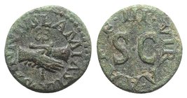 Augustus (27 BC-AD 14). Æ Quadrans (15mm, 2.91g, 11h). Rome; Lamia, Silius and Annius, moneyers, 9 BC. Clasped right hands holding caduceus. R/ Legend...