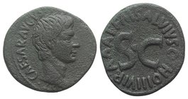 Augustus (27 BC-AD 14). Æ As (28mm, 10.13g, 3h). Rome; M. Salvius Otho, moneyer, 7 BC. Bare head r. R/ Legend around large S • C. RIC I 431. Near VF...