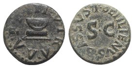 Augustus (27 BC-14 AD). Æ Quadrans (16mm, 2.99g, 6h). Rome; P. Betilienus Bassus, moneyer, 4 BC. Garlanded altar. R/ Legend around large S·C. RIC I 46...