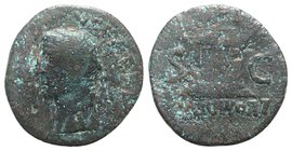 Divus Augustus (died AD 14). Æ As (28.5mm, 10.77g, 6h). Rome, c. 22/23-30. Radiate head l. R/ Altar-enclosure with double panelled door; below, PROVID...