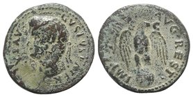 Divus Augustus (died AD 14). Æ As (30mm, 11.66g, 6h). Restitution issue, under Titus. Rome, 80-1. Radiate head of Augustus l. R/ Eagle standing facing...