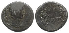 Augustus (27 BC-AD 14). Seleucis and Pieria, Antioch. Æ (26mm, 11.98g, 12h), c. 27-5 BC. Bare head r. R/ AVGVSTVS within wreath. RPC I 4100; McAlee 19...