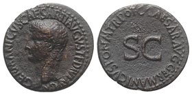 Germanicus (died AD 19). Æ As (28mm, 9.68g, 7h). Rome, AD 37-8. Bare head l. R/ Legend around large S·C. RIC I 35 (Gaius). Near VF