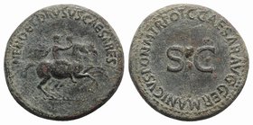 Nero and Drusus Caesar (died AD 31 and 33, respectively). Æ Dupondius (29mm, 17.16g, 6h). Rome, AD 37-8. Nero and Drusus Caesar on horseback riding r....