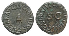Claudius (41-54). Æ Quadrans (17mm, 2.29g, 6h). Rome, AD 41. Modius. R/ SC; around legend. RIC I 84. VF - Good VF