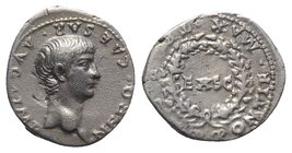 Nero (54-68). AR Denarius (19mm, 3.54g, 3h). Rome, AD 60. Bare head r. R/ EX SC within wreath of oak. RIC I 22; RSC 216. About VF