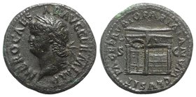 Nero (54-68). Æ As (28mm, 10.96g, 6h). Rome, c. AD 65. Laureate head l. R/ Temple of Janus with latticed windows to l. and garland hung across closed ...