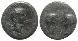Nero (54-68). Crete, Knossos. Æ (26mm, 9.29g, 12h). Volumnius & Lupinus, duoviri, c. AD 55-60. Bare head of Nero r., slight drapery; sceptre over shou...