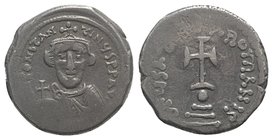 Constans II (641-668). AR Hexagram (22mm, 6.54g, 6h). Constantinople, 641-647. Crowned facing bust, wearing chlamys and holding globus cruciger. R/ Cr...