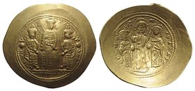 Romanus IV Diogenes with Eudocia, Michael VII, Constantius and Andronicus (1068-1071). AV Histamenon Nomisma (28mm, 4.34g, 6h). Constantinople. Michae...