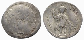 Alexius I (1081-1118). AR Miliaresion (25mm, 2.04g, 6h). Constantinople, 1081-1092. The Virgin Mary standing facing, orans. R/ Alexius standing facing...