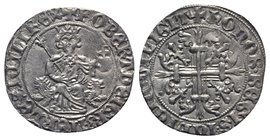 Italy, Napoli. Roberto I d'Angiò (1309-1343). AR Gigliato (27mm, 3.91g, 9h). King seated facing on lion throne, holding sceptre and globus cruciger. R...