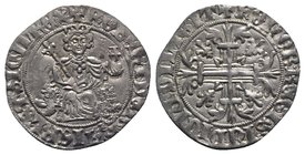 Italy, Napoli. Roberto I d'Angiò (1309-1343). AR Gigliato (27mm, 3.96g, 3h). King seated facing on lion throne, holding sceptre and globus cruciger. R...
