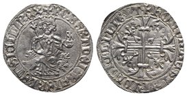 Italy, Napoli. Roberto I d'Angiò (1309-1343). AR Gigliato (28.5mm, 3.96g, 3h). King seated facing on lion throne, holding sceptre and globus cruciger....