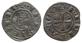 Italy, Sicily, Messina. Federico II (1197-1250). BI Denaro, AD 1225 (18mm, 0.74g, 10h). Crowned head l. R/ Cross; three pellets in second and third qu...
