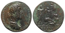 Paduan Medals, Commodus (177-192). Æ Medallion (37mm, 43.81g, 6h). Later strike. Laureate, draped and cuirassed bust r. R/ Commodus, in military attir...