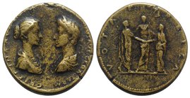 Paduan Medals, Commodus and Crispina (177-192). Æ Medallion (38mm, 36.40g, 12h). Later strike. Draped busts of Crispina l. and Commodus r. vis-à-vis. ...