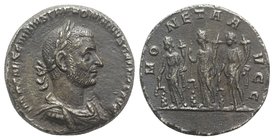 Paduan Medals, Trebonianus Gallus (251-253). Æ "Sestertius" (28mm, 20.99g, 12h). Laureate, draped and cuirassed bust r. R/ The three Monetae standing ...