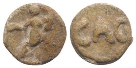 Roman PB Tessera, c. 1st century BC - 1st century AD (17mm, 2.91g, 12h). Concordia seated l., holding patera and cornucopia. R/ CAC. VF