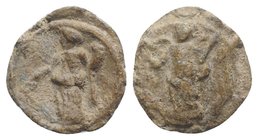 Roman PB Tessera, c. 1st century BC - 1st century AD (16mm, 2.49g, 12h). Fortuna standing l., holding rudder and cornucopiae. R/ Victory standing l., ...