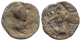 Roman PB Tessera, c. 1st century BC - 1st century AD (27.5mm, 7.22g, 12h). Fortuna standing l., holding cornucopia and rudder. R/ Diademed and draped ...