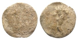 Roman PB Tessera, c. 1st century BC - 1st century AD (15mm, 2.35g, 12h). Fortuna standing l., holding rudder and cornucopiae. R/ Cornucopia. Fine / VF