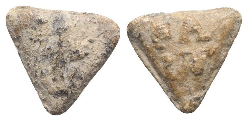 Roman Triangular PB Tessera, c. 1st century BC - 1st century AD (15mm, 3.48g, 12...