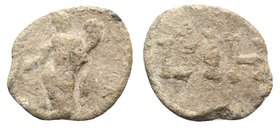 Roman PB Tessera, c. 1st century BC - 1st century AD (15mm, 2.70g, 12h). Fortuna standing l., holding cornucopia and sceptre. R/ Large LIH. VF
