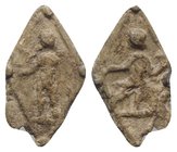 Roman PB Tessera, c. 1st century BC - 1st century AD (21mm, 2.40g, 12h). Fortuna seated l., holding rudder and cornucopiae. R/ Mercury(?) standing l. ...