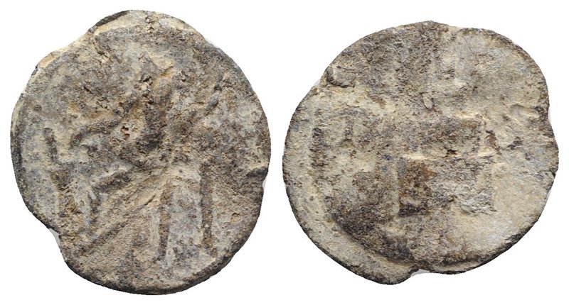 Roman PB Tessera, c. 1st century BC - 1st century AD (24mm, 4.80g, 11h). Fortuna...