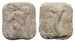 Roman PB Tessera, c. 1st century BC - 1st century AD (17mm, 6.68g, 12h). Fortuna seated l., holding rudder and cornucopiae. R/ Cornucopia. VF
