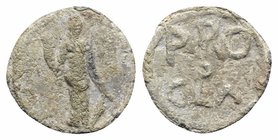 Roman PB Tessera, c. 1st century BC - 1st century AD (17mm, 2.76g, 12h). Fortuna standing facing, holding rudder and cornucopiae. R/ PRO CLA in two li...