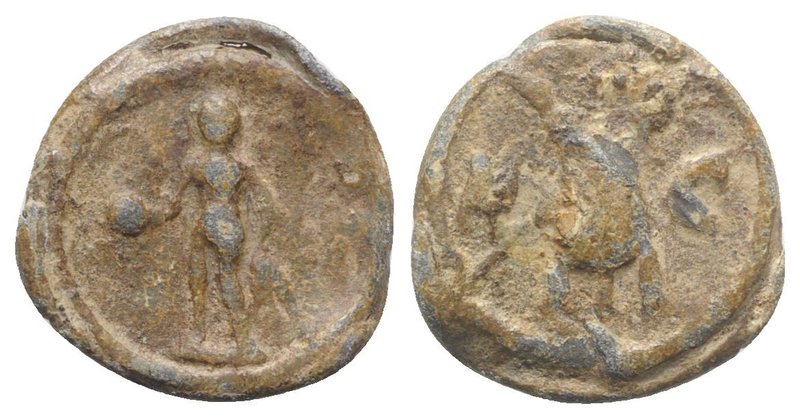 Roman PB Tessera, c. 1st century BC - 1st century AD (20mm, 5.09g, 12h). Genius(...
