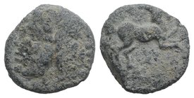 Roman PB Tessera, c. 3rd-2nd century BC (12mm, 2.47g, 6h). Head of Janus. R/ Horse standing r. Good Fine / near VF