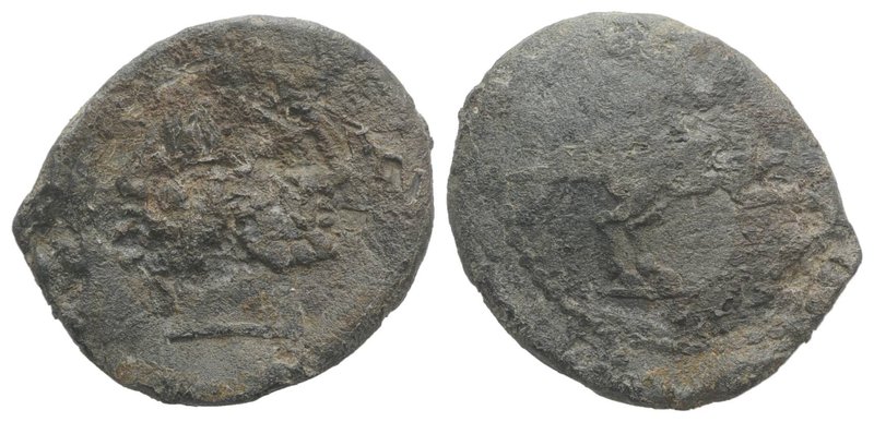 Roman PB Tessera, c. 3rd-2nd century BC (21mm, 5.86g, 11h). Head of Janus. R/ Ho...