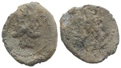 Roman PB Tessera, c. 3rd-2nd century BC (23mm, 6.80g, 1h). Head of Janus. R/ Hercules advancing r., holding club over shoulder. Fine