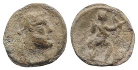 Roman PB Tessera, c. 1st century BC - 1st century AD (18.5mm, 3.04g, 12h). Laureate head of Jupiter r. R/ Diana advancing r., quiver over shoulder, ho...