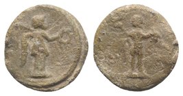 Roman PB Tessera, c. 1st century BC - 1st century AD (14mm, 2.90g, 12h). Mercury standing r., holding purse and caduceus. R/ Victory standing r., hold...