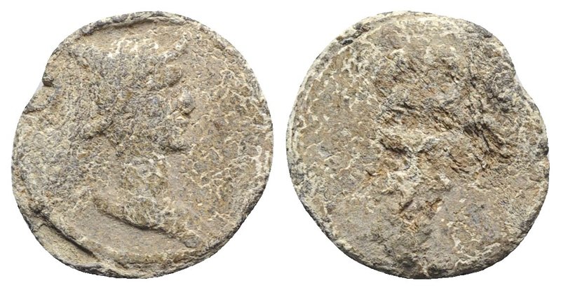 Roman PB Tessera, c. 1st century BC - 1st century AD (22mm, 6.13g, 12h). Head of...