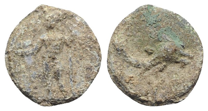Roman PB Tessera, c. 1st century BC - 1st century AD (20mm, 4.84g, 12h). Neptune...