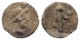 Roman PB Tessera, c. 1st century BC - 1st century AD (15mm, 2.17g, 12h). Bust of Serapis r., wearing modius. R/ Isis standing r., holding situla and s...